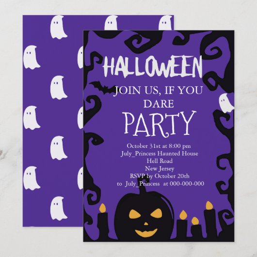 Halloween Uitnodiging (Voorkant / Achterkant)
