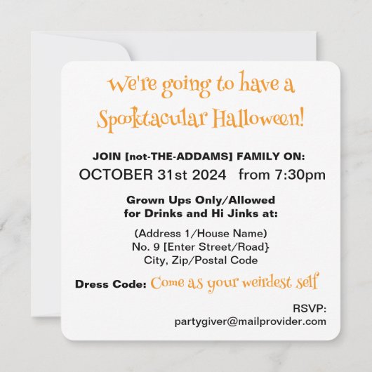 Halloween Uitnodiging (Achterkant)