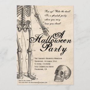 Halloween Uitnodiging de heer Botten Skeleton Part