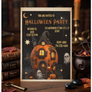 Halloween uitnodiging Geheime huis uitnodiging