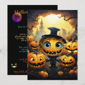 Halloween Uitnodiging Gelukkige Pompoenen (Voorkant / Achterkant)