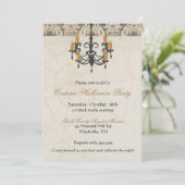 Halloween Uitnodiging Griezelige Kroonluchter (Staand voorkant)