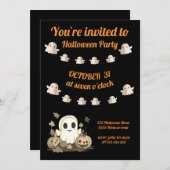 Halloween uitnodiging met leuke geest (Voorkant / Achterkant)