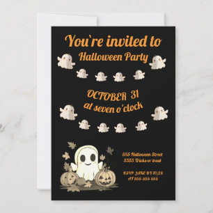 Halloween uitnodiging met leuke geest