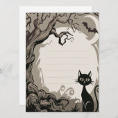 Halloween uitnodiging Spooky Cat (Voorkant / Achterkant)