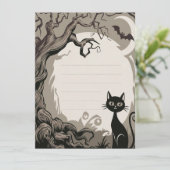 Halloween uitnodiging Spooky Cat (Staand voorkant)