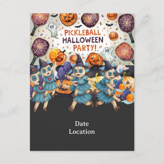 Halloween uitnodiging voor Pickleball Speler Feest (Voorkant)