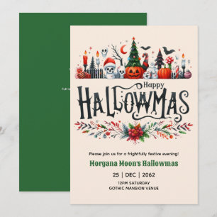 Halloween-uitnodigingen voor Kerstmis met Spooky T Kaart