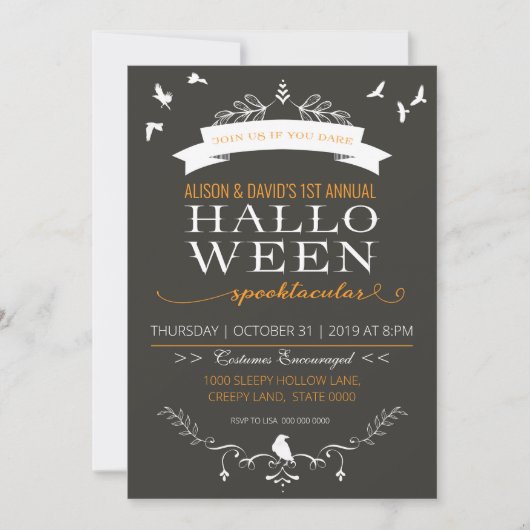 Halloween Uitnodigingsfeest voor volwassenen Kaart (Voorkant)