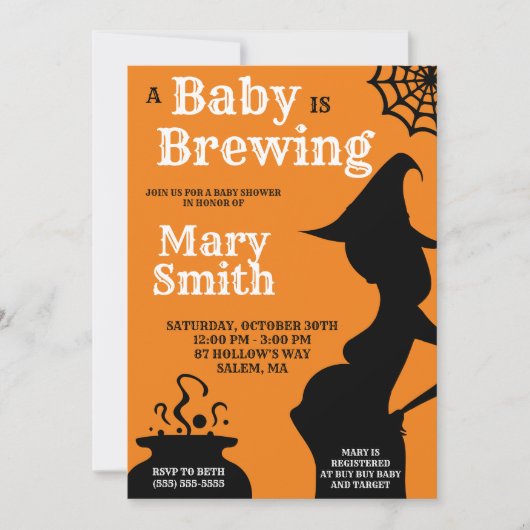 Halloween Un bébé brasse Baby shower Invitation (Devant)