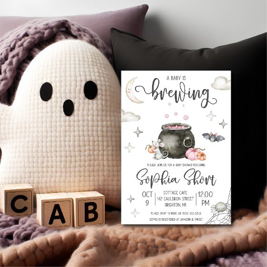 Halloween Un bébé brasse Baby shower Invitation