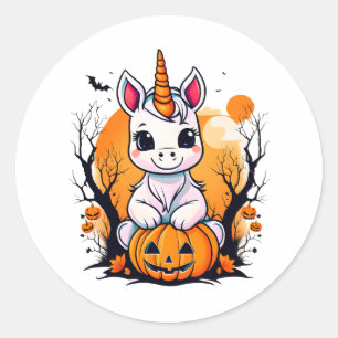 Halloween Unicorn Ronde Sticker