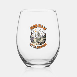 Halloween Vader Kleine Monsters Nacht Wijnglas Zonder Voet