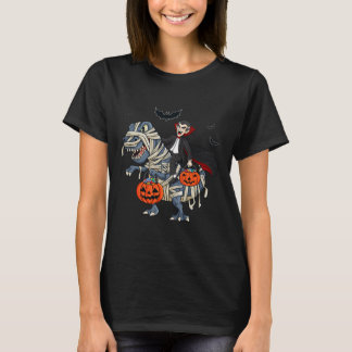 Halloween Vampier Rijden T Rex Jongens Meisjes Kin T-shirt