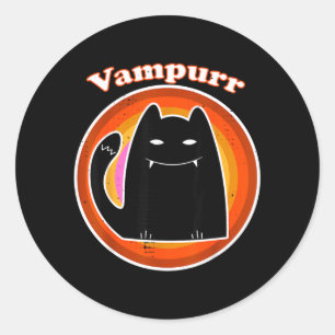 Halloween Vampier Zwart Kitten Dracula Vampurr Kat Ronde Sticker