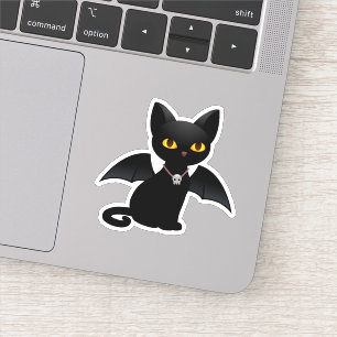 Halloween Vampier Zwarte Kat met Vleugels Sticker