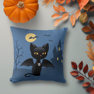 Halloween Vampire Black Cat met Wings Kussen