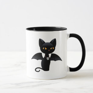 Halloween Vampire Black Cat met Wings Mok