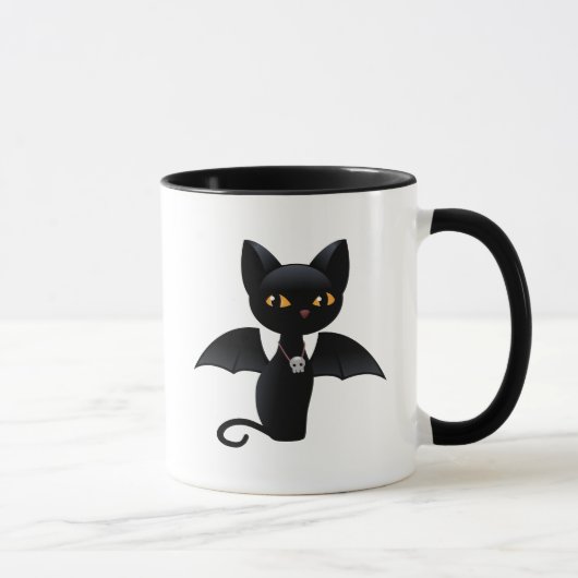 Halloween Vampire Black Cat met Wings Mok (Rechts)