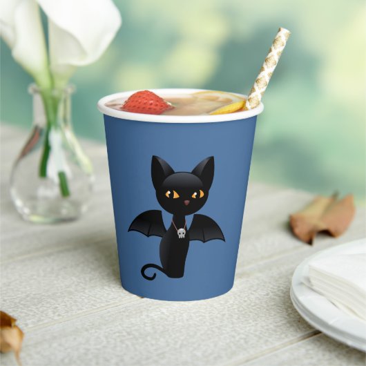 Halloween Vampire Black Cat met Wings Papieren Bekers (Insitu)