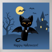 Halloween Vampire Black Cat met Wings Poster (Voorkant)