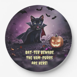 Halloween Vampire Black Kitten Katten Papieren Bordje