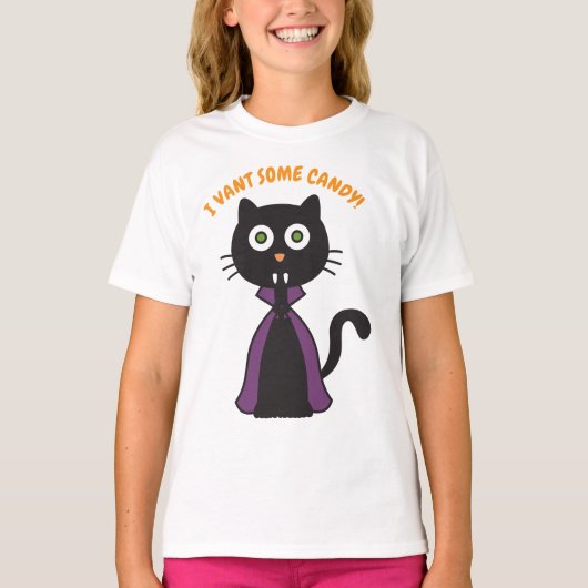 Halloween Vampire Cat T-shirt (Voorkant)