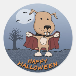 Halloween Vampire Dog stickers: Count Barkula Ronde Sticker