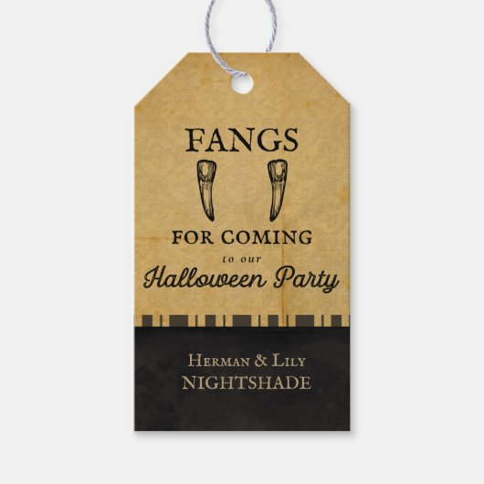 Halloween Vampire | Fangs for Coming | Aangepast Cadeaulabel (Voorkant)