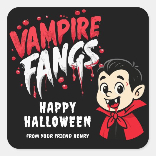 Halloween Vampire Fangs Vierkante Sticker (Voorkant)