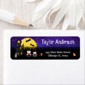 Halloween Vampires Haunted House Paars Etiket (Insitu)