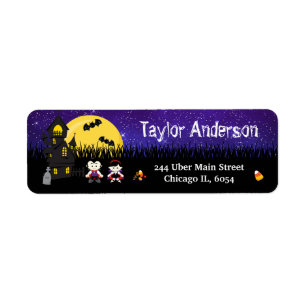 Halloween Vampires Haunted House Paars Etiket