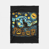 Halloween Van Gogh Starry Night Pumpkin Black Cat Fleece Deken (Voorkant)