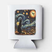 Halloween Van Gogh Sterrennacht Black Cat Pumpkins Blikjeskoeler (Achterkant)