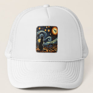 Halloween Van Gogh Sterrennacht Black Cat Pumpkins Trucker Pet