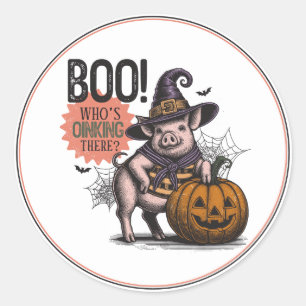 Halloween varkens en pompoen boeken ronde sticker