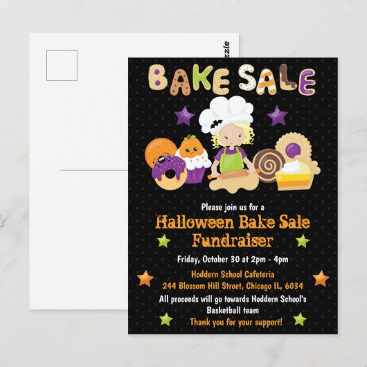 Halloween Vente de gâteaux de collecte Invitation (Devant / Derrière)
