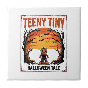 Halloween-verhaal Teeny Tiny Spooky Vintage Scene_ Tegeltje