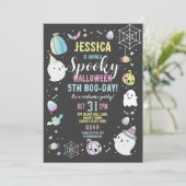 Halloween Verjaardag Meisjes Party Ghosts Pompoen Kaart (Staand voorkant)