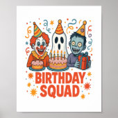 Halloween Verjaardag Squad Creepy Clown Ghost Zomb Poster (Voorkant)