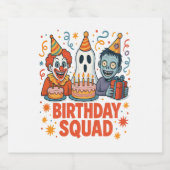 Halloween Verjaardag Squad Creepy Clown Ghost Zomb Sparkling Wijnetiket (Enkel label)