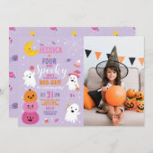 Halloween Verjaardag VIERever 4e Meisjes Party Fot Kaart (Voorkant / Achterkant)