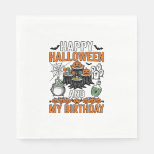 Halloween Verjaardag Vintage Pompoen Feest Design_ Servet