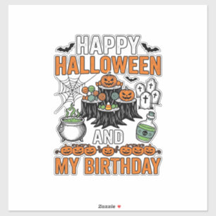 Halloween Verjaardag Vintage Pompoen Feest Design_ Sticker
