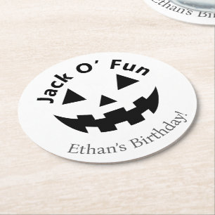 Halloween verjaardagsfeest Jack O’ Fun Pumpkin Ronde Kartonnen Onderzetter