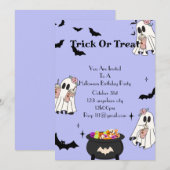 Halloween verjaardagsfeestje kaart (Voorkant / Achterkant)