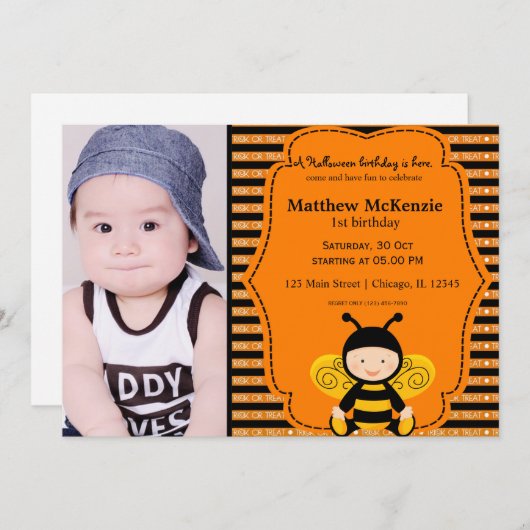 Halloween verjaardagskostuum kaart (Voorkant / Achterkant)