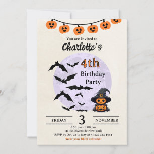 Halloween verjaardagsuitnodiging voor kinderen kaart