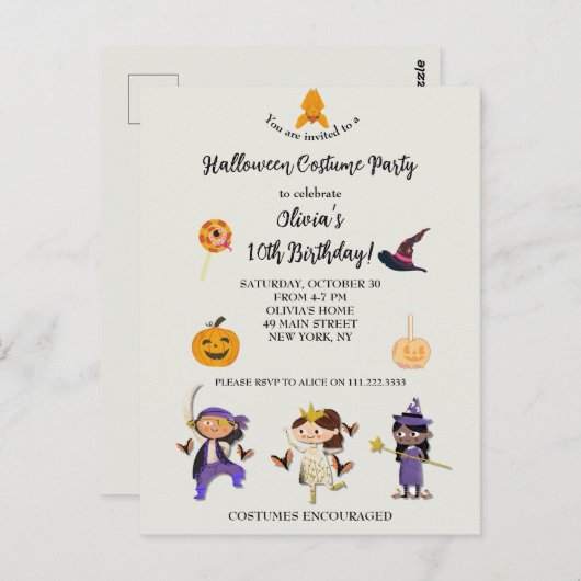 Halloween verkleedfeestje voor kinderen briefkaart (Voorkant / Achterkant)