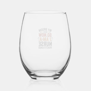 Halloween verpleegkundige bezem gebroken vintage D Wijnglas Zonder Voet